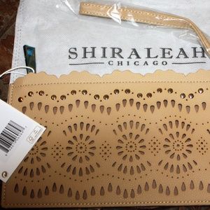 NWT SHIRALEAH Wristlet Beige Faux Leather